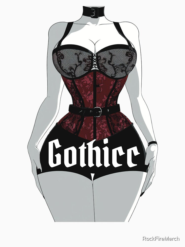 Curvy Gothic Woman Illustration – Alt Babe Art for Goth Girl Vibes by RockFireMerch Unisex