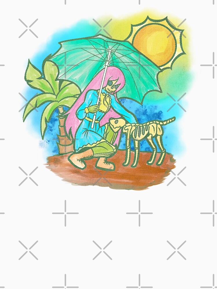 Pastel, Kawaii, Goth Girl with Skeleton Goth Dog and Parasol by madtoyman Unisex