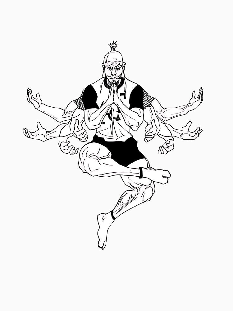 Multi-armed martial arts master sitting in a meditating stance by JohnnyFive8 Unisex
