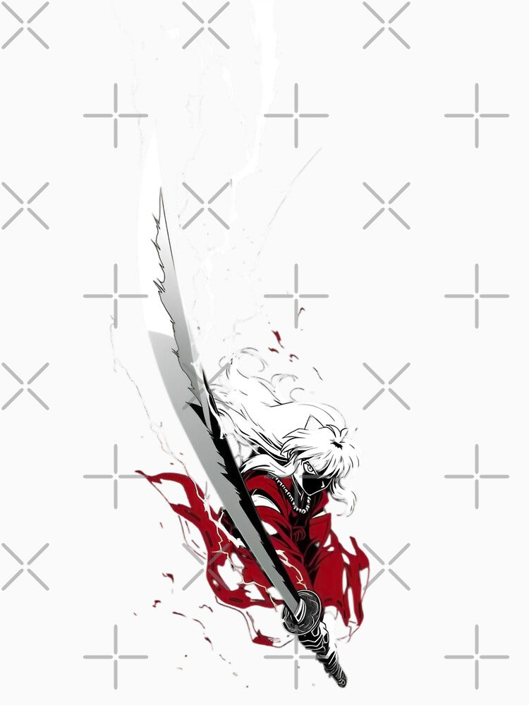 Inuyasha | White Hair Sword Fighter, Dark Aesthetic Manga Art by Dyan4 Unisex