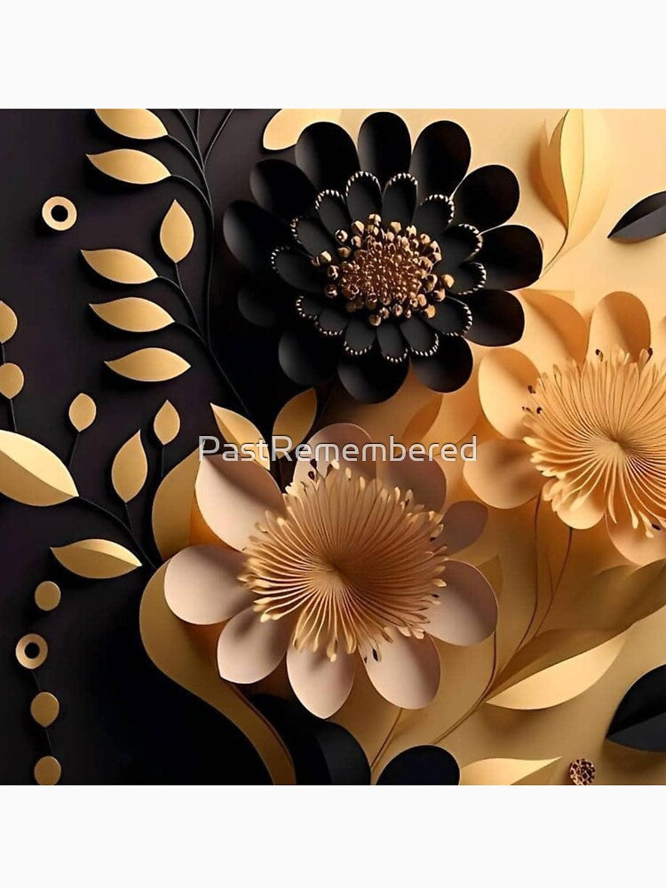3D Black and Gold Floral Decor Graphic for Apparel & Home Decor by Compass and a Camera