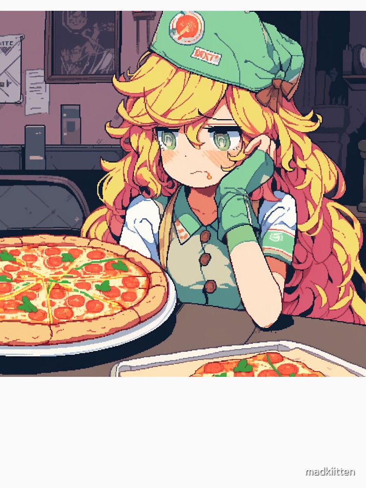 Kawaii Anime Pizza Girl – Cute Food Anime Design by madkiitten Unisex