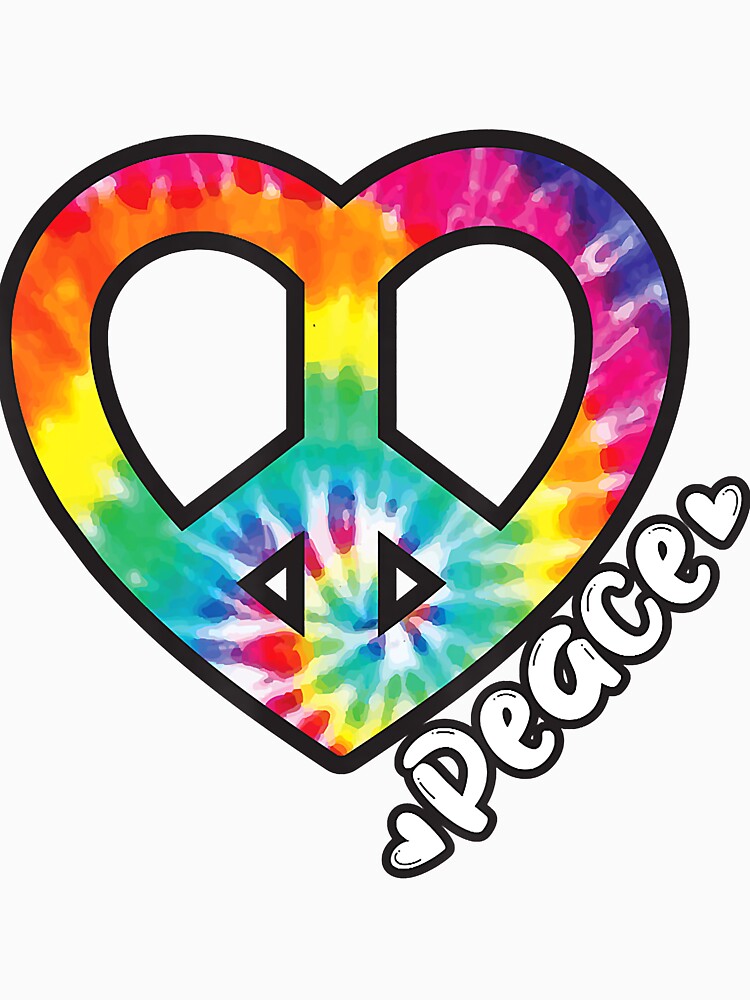 Peace Tie Dye Shirt Vintage Heart Hippie Retro Groovy Gift by AntonetteSimo Unisex