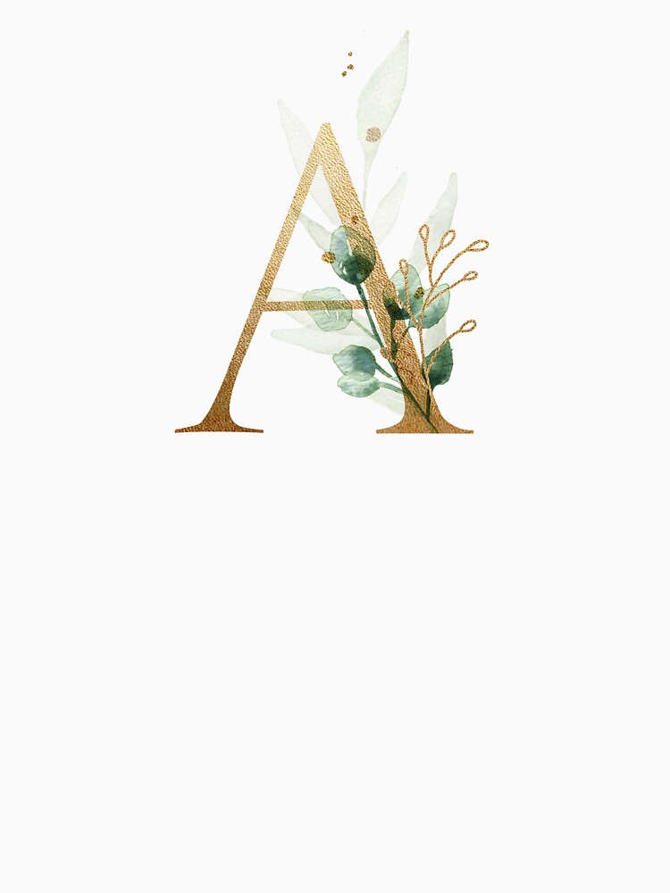 Gold Letter with Foliage -A- Monogram Name by happydesigner07