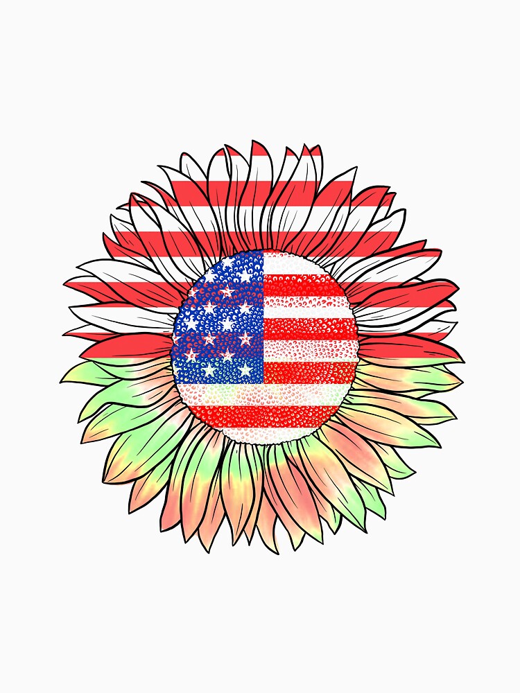 American Flag Tie Dye Sunflower by csdesignco