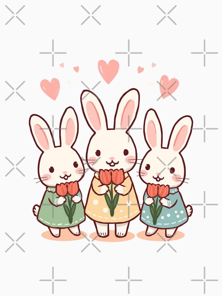 Rabbits with Tulips by PatronesKawai Unisex