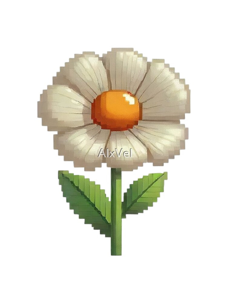Pixel Art Daisy Flower – Retro 8‑Bit Bloom Minimal Graphic Design by AlxVel Unisex