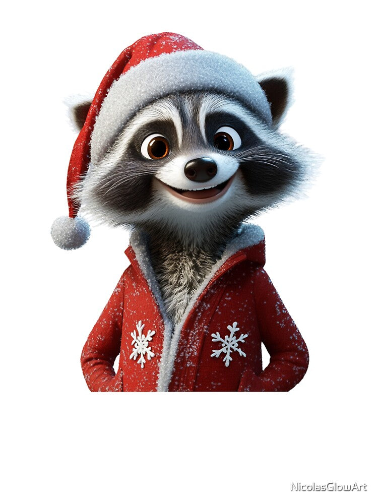 Christmas Cute Raccoon by NicolasGlowArt