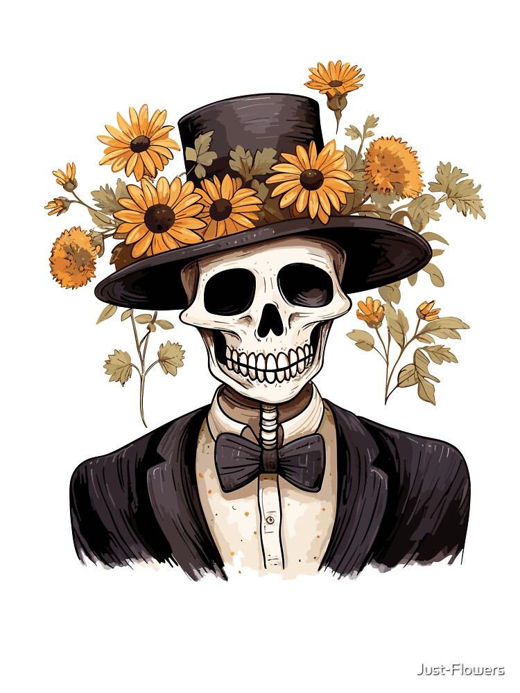 Halloween Elegant Skeleton with Flowers - Halloween Design by Just-Flowers