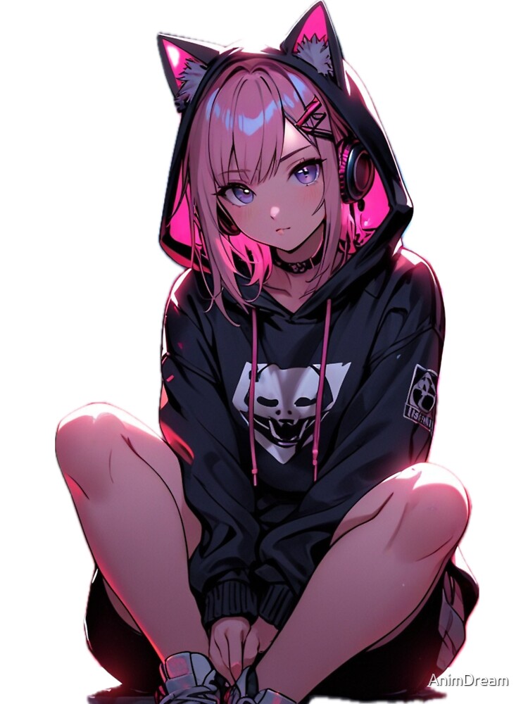 Dark Neon Anime Catgirl by AnimDream Unisex