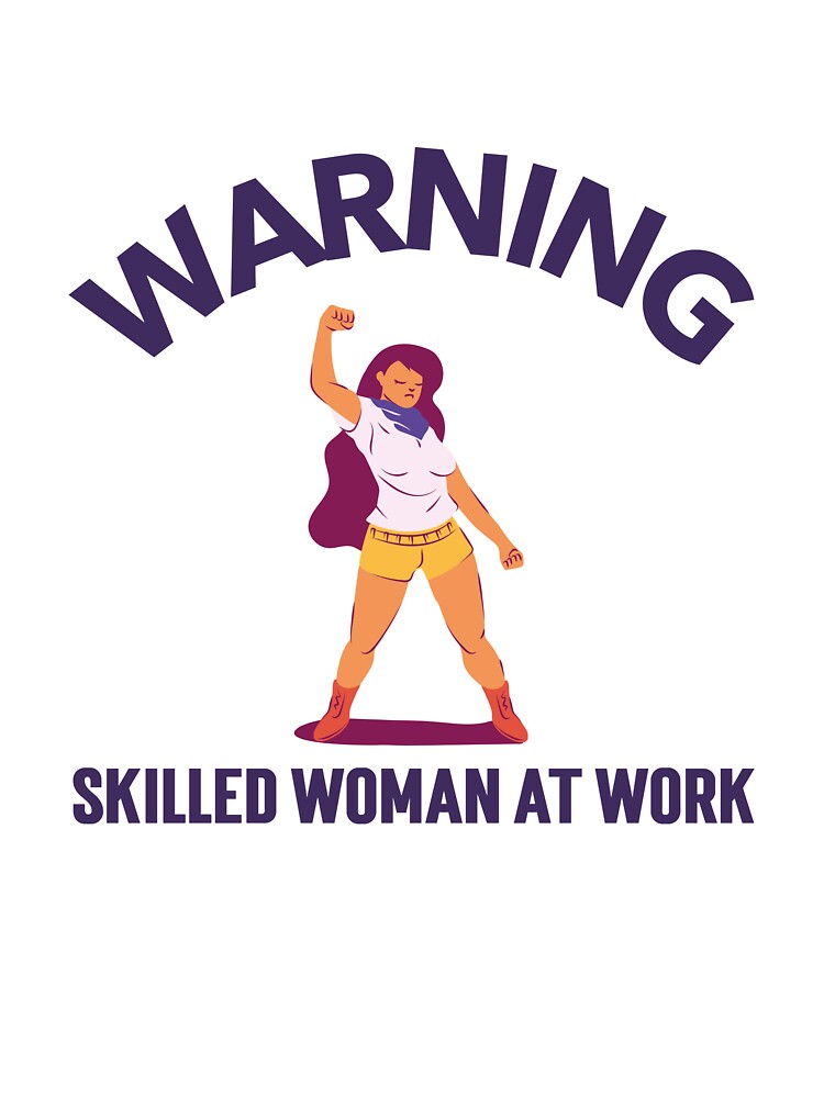 Warning Skilled Woman at Work Female Electrician by FlyleyShop