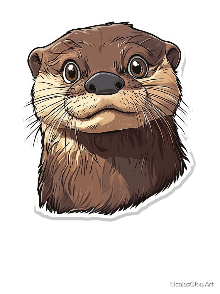 Otter Face Sticker by NicolasGlowArt