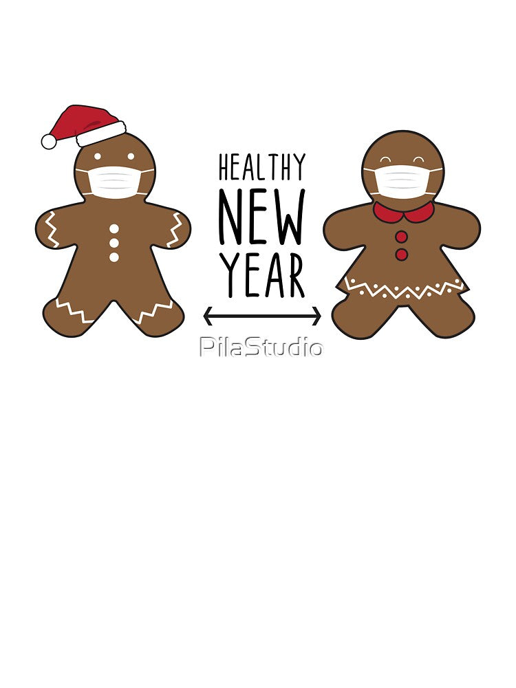 Funny Merry Quarantine Christmas Gingerbread Wearing mask Essential T-Shirt by PilaStudio
