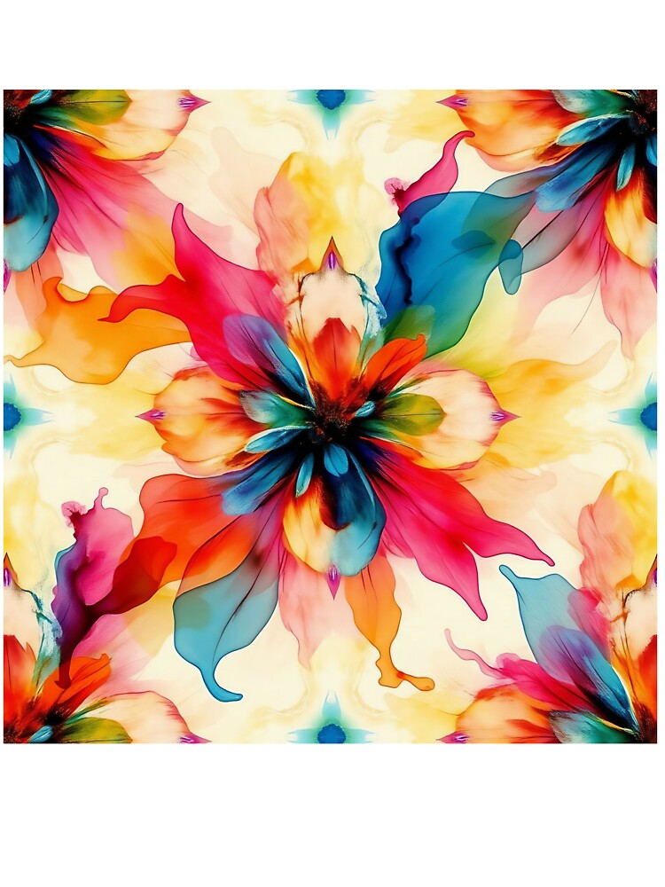 Vibrant watercolor Rainbow Floral Pattern | T-Shirts, Mugs & Stickers, Phone Cases by TheGaliyaStudio
