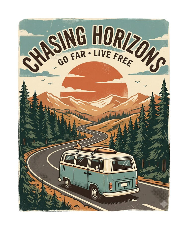 Chasing Horizons Vintage Road Trip by Origamoart