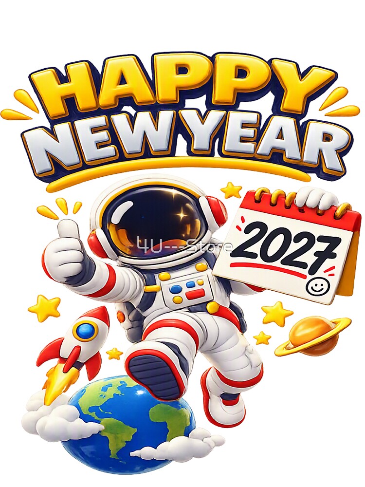 Happy New Year 2027 Astronaut by 4U---Store