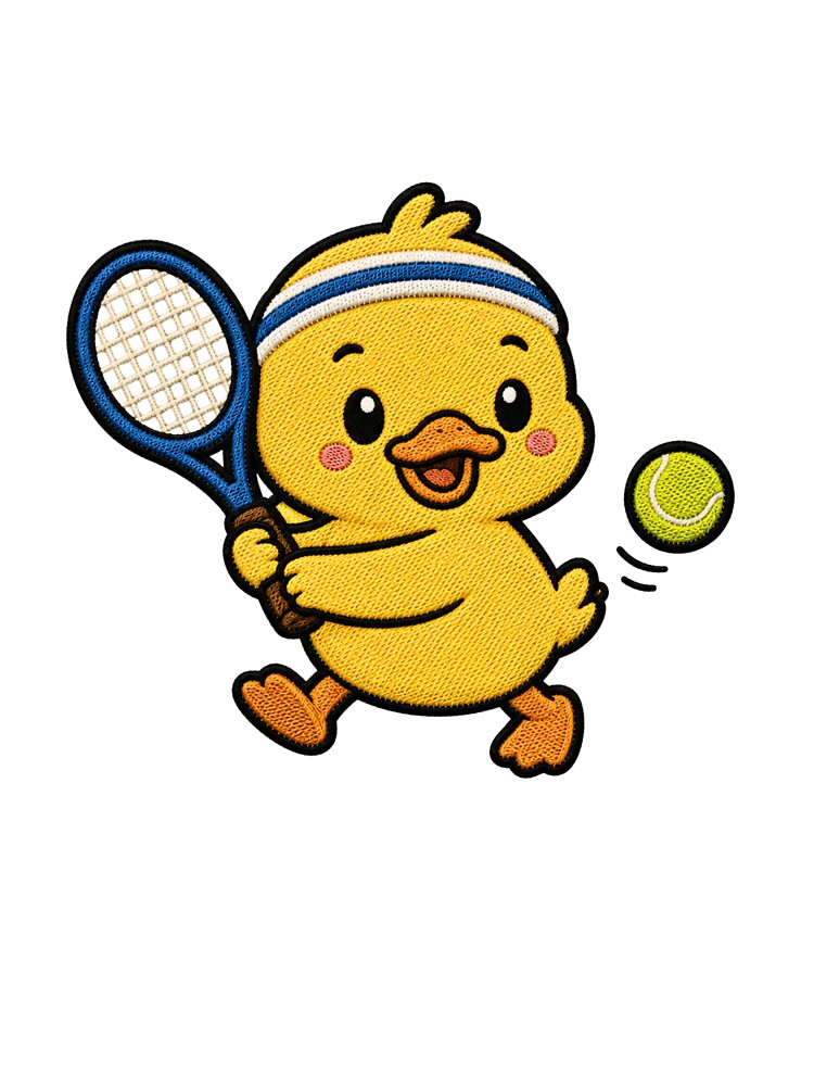 Cute Duck Playing Tennis Kawaii Embroidery Patch by ColorSplash123