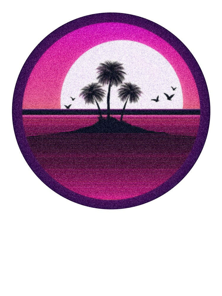 Palm island sunset retro grainy photo effect by analogsandpixel