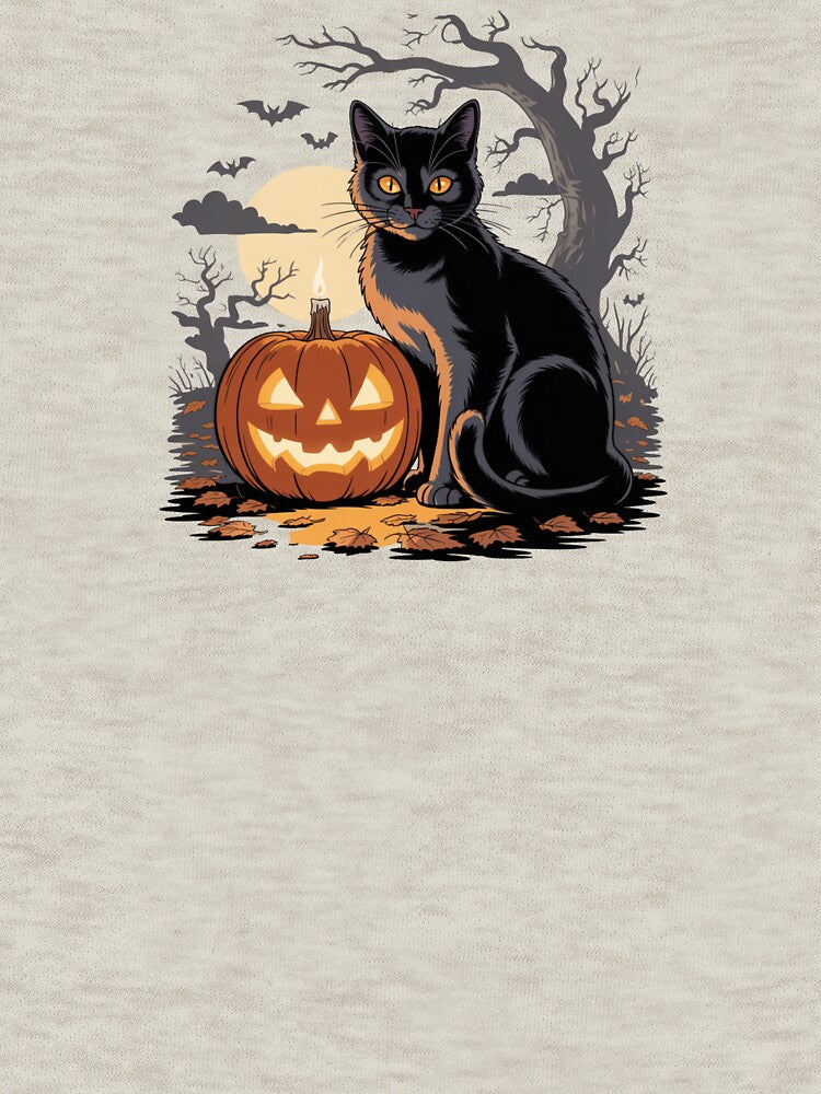 Halloween Black Cat and Pumpkin Night by Don't Crack Art