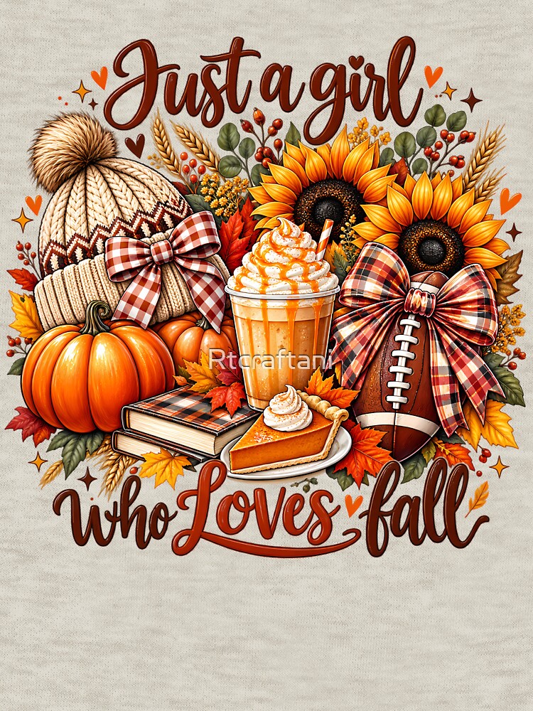 Just a Girl Who Loves Fall Pumpkin Football Coffee Autumn Cozy Seasonal by Rtcraftani
