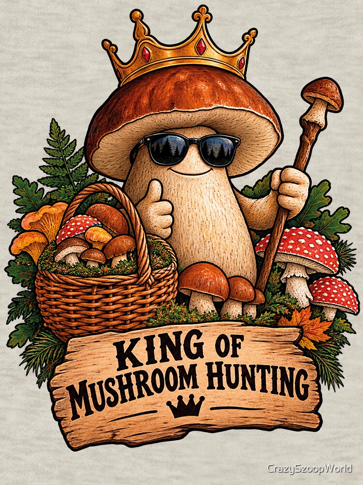 King Of Mushroom Hunting Funny Foraging Mushroom Picker by CrazySzoopWorld