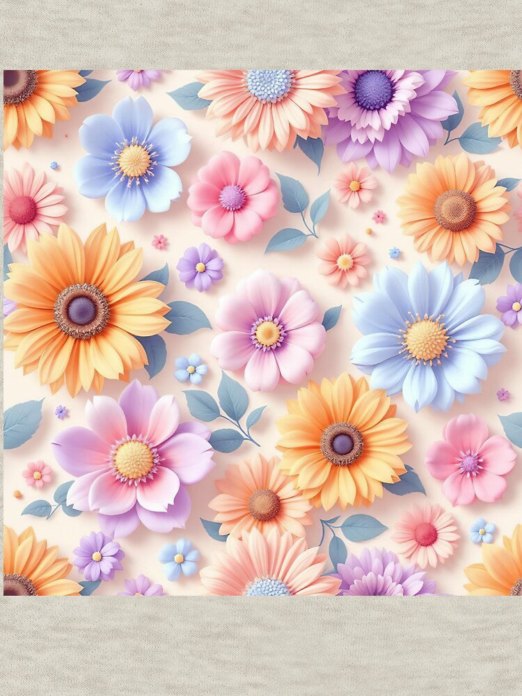 Daisy and Sunflower Pastel Seamless Pattern, Soft Cottagecore Floral Paper, Soft colors decor for Baby Shower, Cute Floral design by TheGaliyaStudio