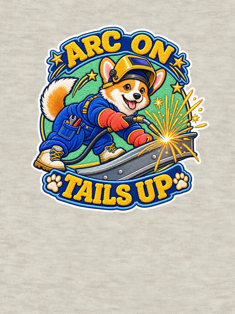 Arc On Tails Up Corgi Welder – Labor Day Faux Chenille Patch by Jaani-T