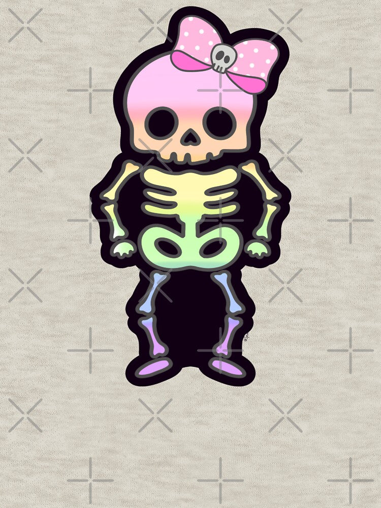 Girly Skeleton with Pink Bow & Rainbow Ombre by SpunkyDoodles