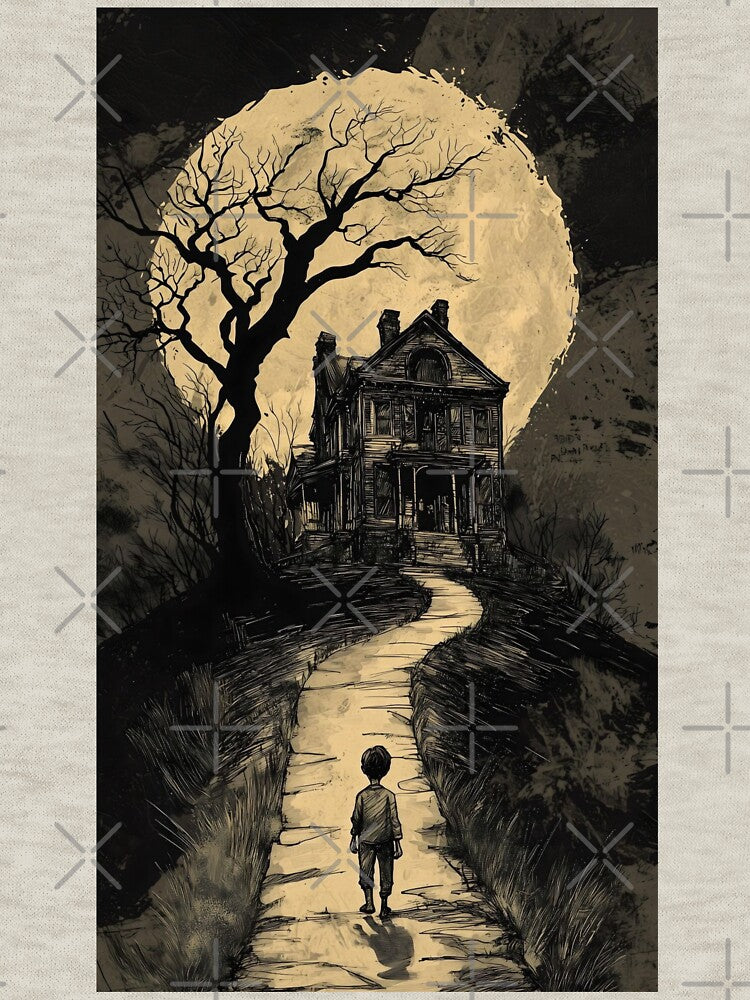 Haunted House Under the Full Moon | Gothic Horror Vintage Art by AM.87