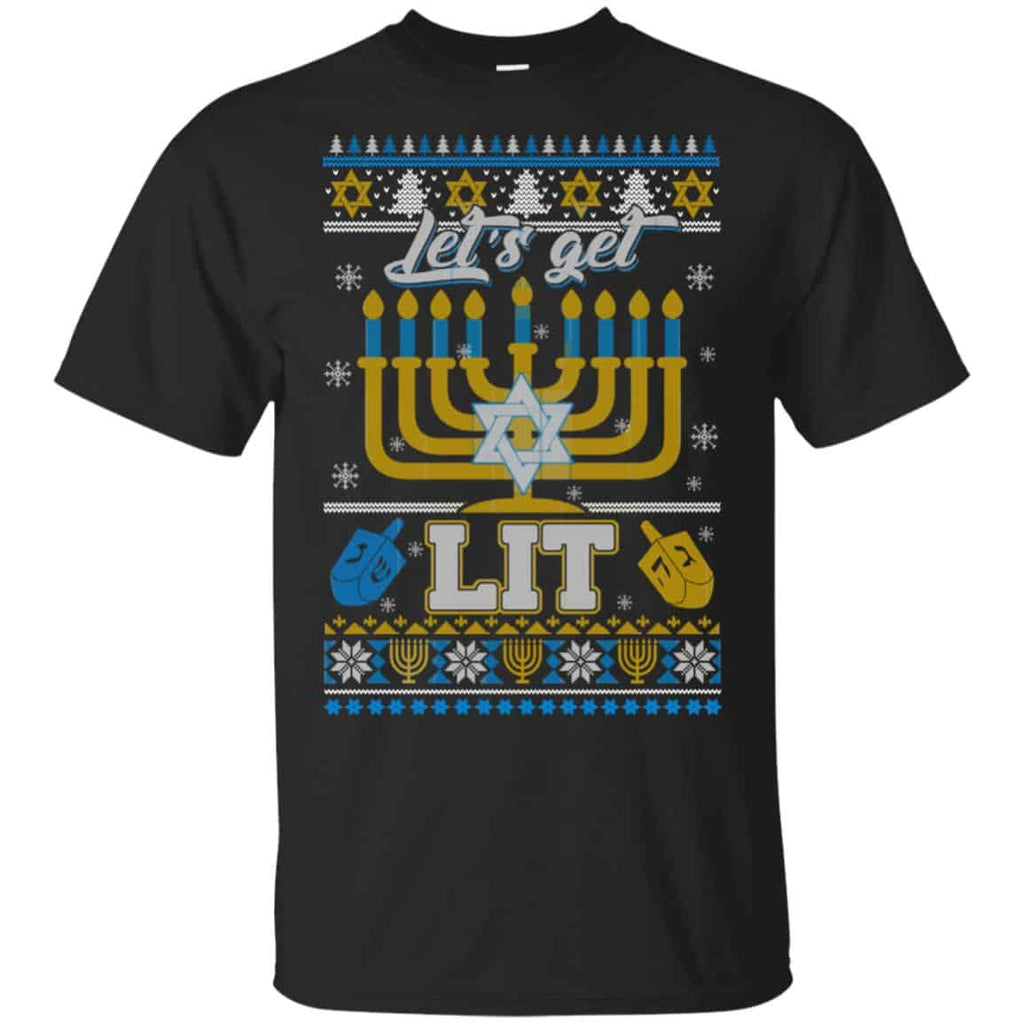 Funny Happy Hanukkah Chanukah Let’s Get Lit Ugly Sweater. Unisex