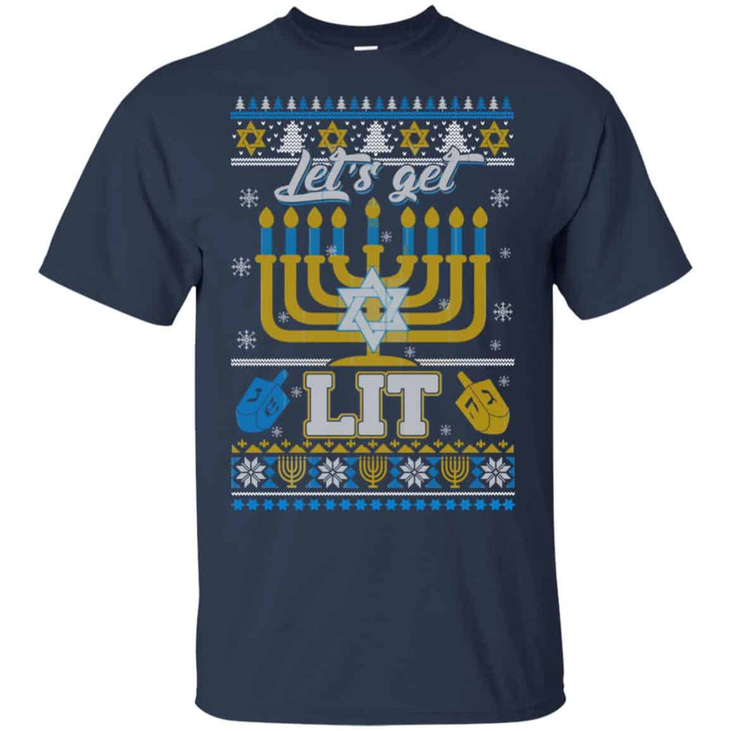 Funny Happy Hanukkah Chanukah Let’s Get Lit Ugly Sweater. Unisex