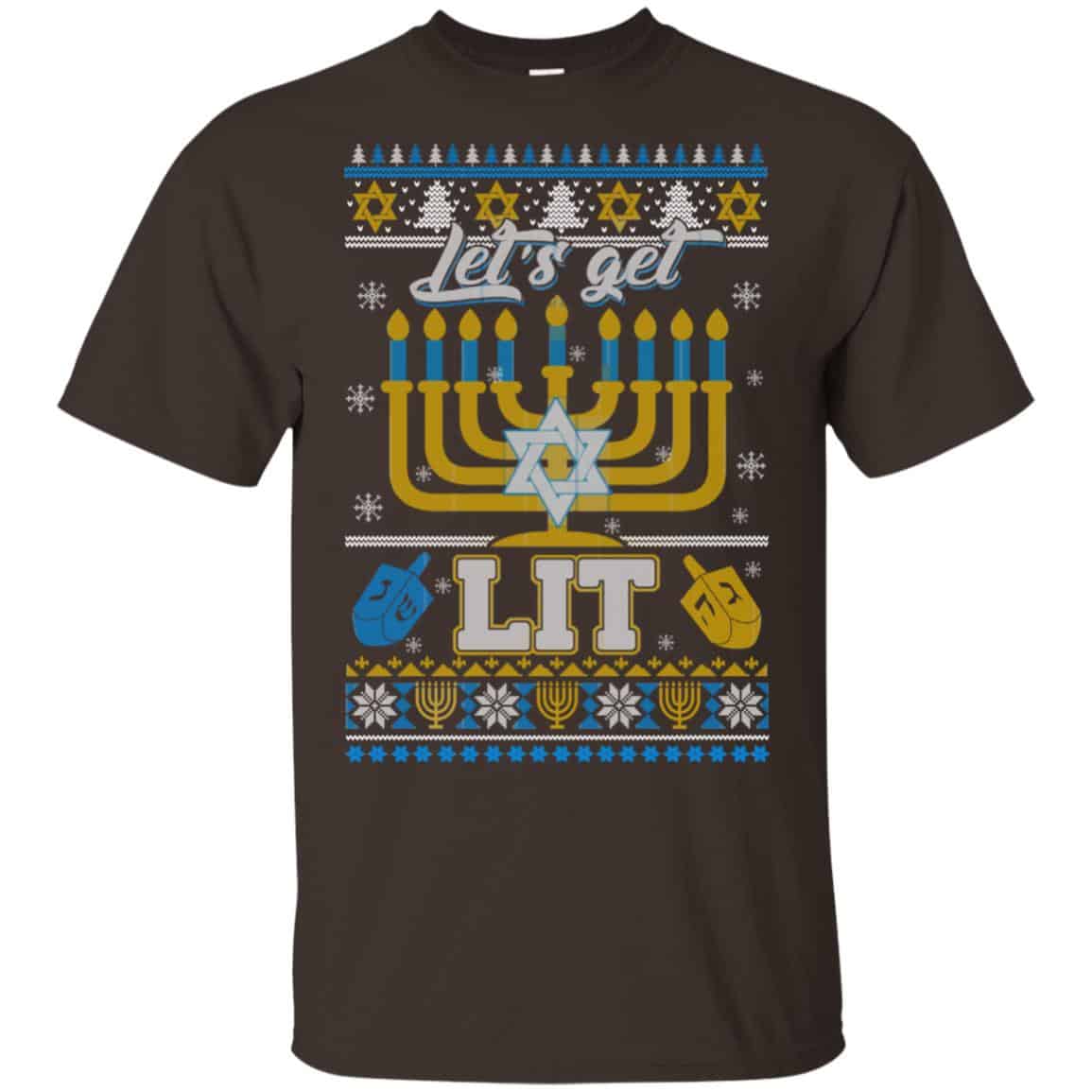 Funny Happy Hanukkah Chanukah Let’s Get Lit Ugly Sweater. Unisex
