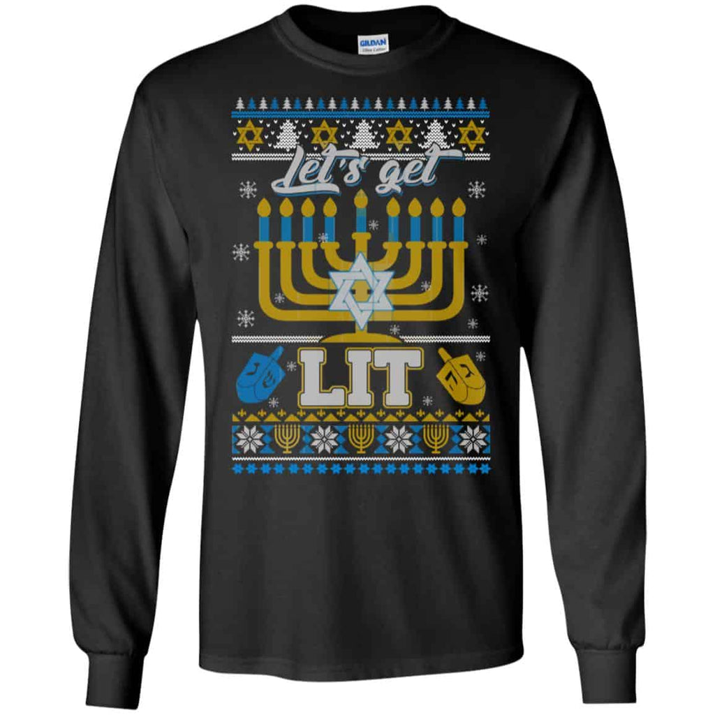 Funny Happy Hanukkah Chanukah Let’s Get Lit Ugly Sweater. Unisex