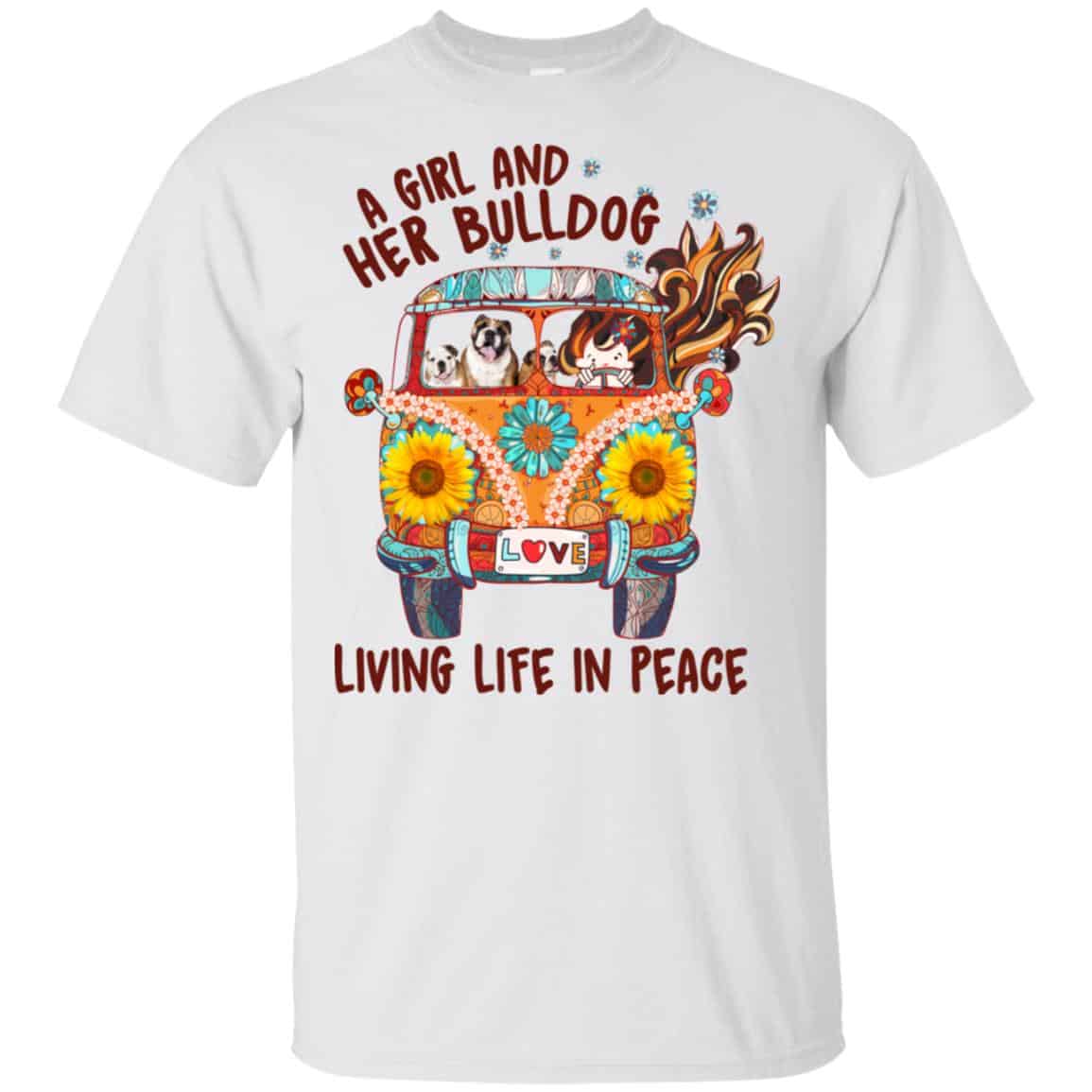 A Girl And Her Bulldog Living Life In Peace s, , Tank Unisex