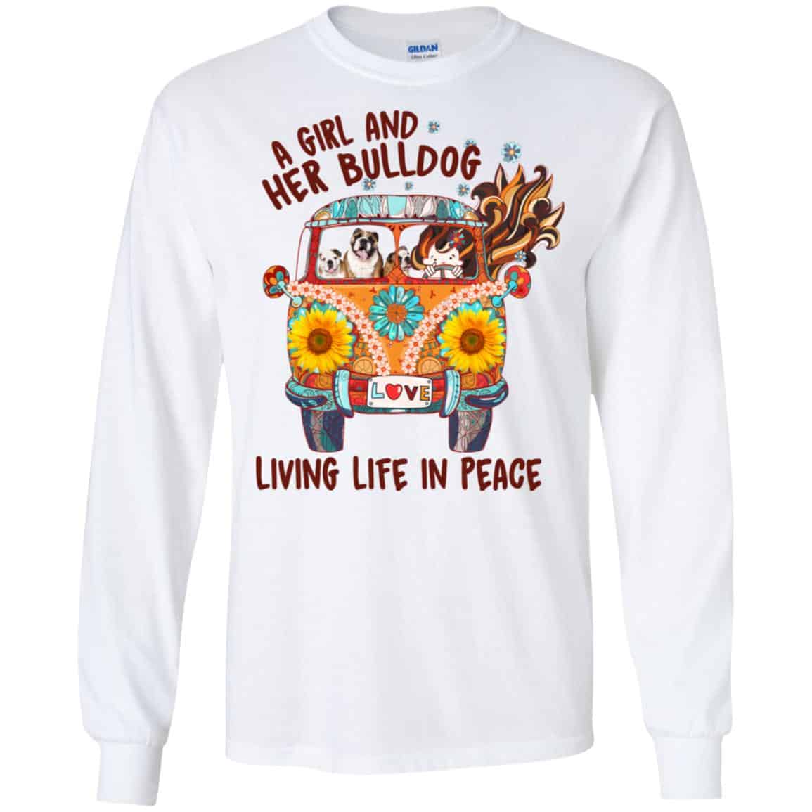 A Girl And Her Bulldog Living Life In Peace s, , Tank Unisex