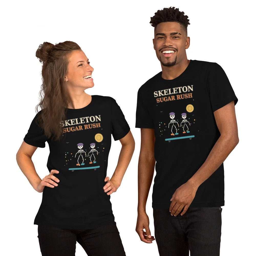 Skeleton Sugar Rush Halloween T-Shirt – Retro Skeleton Graphic Tee