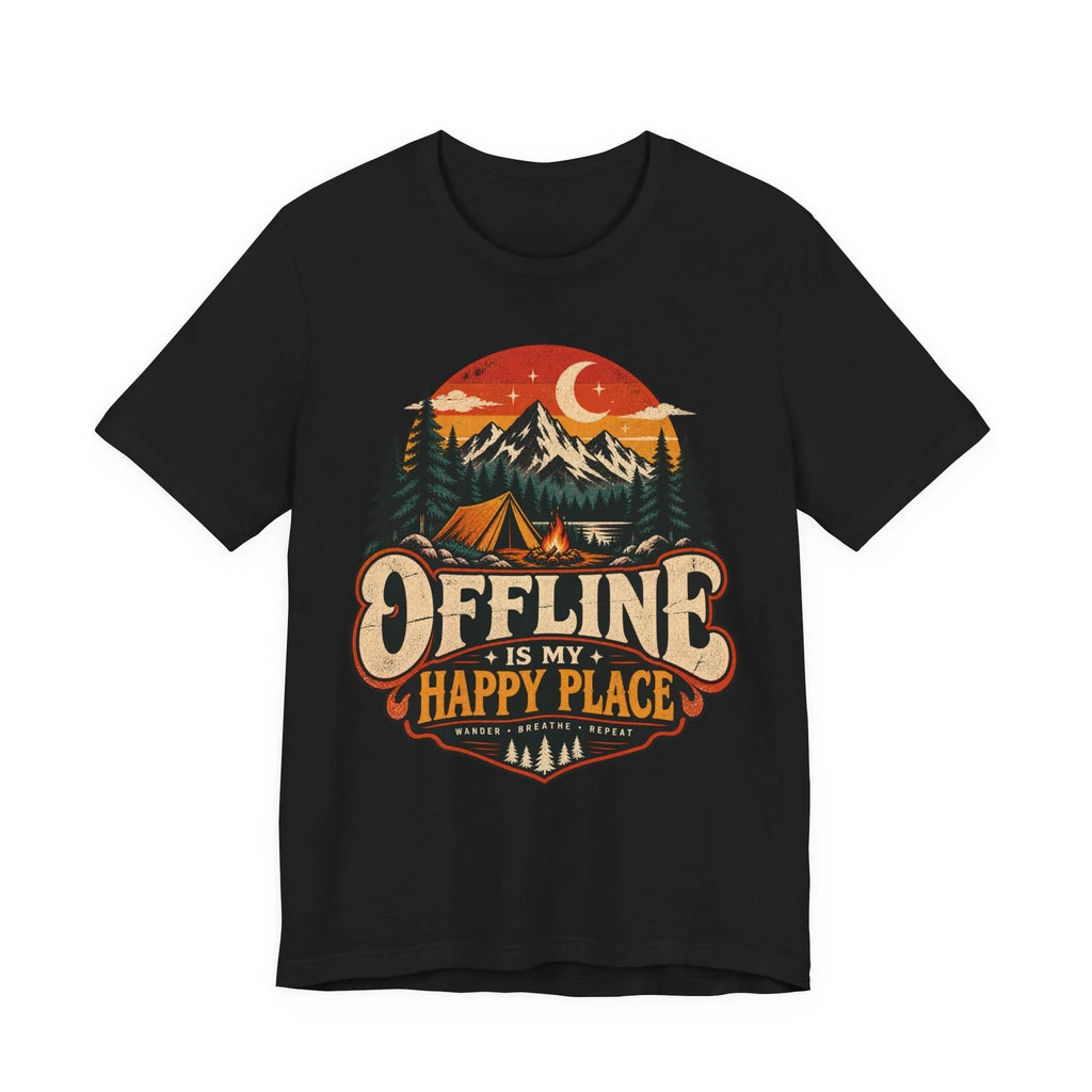 Offline Is My Happy Place Shirt Retro Camping Outdoor Nature Graphic Te t-shirt