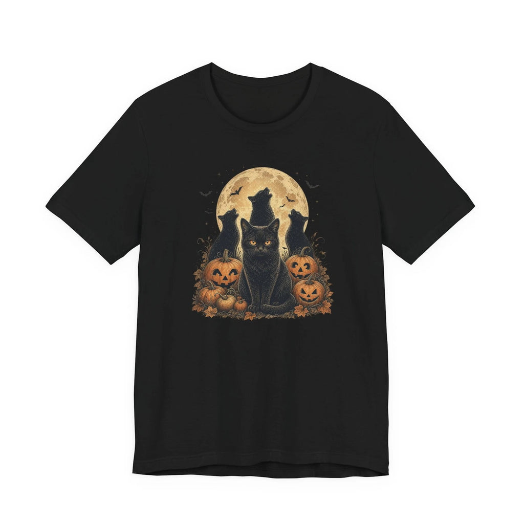 Black Cat Howling to the Moon T-Shirt, Cat Mom Gift, Retro Cat Shirt