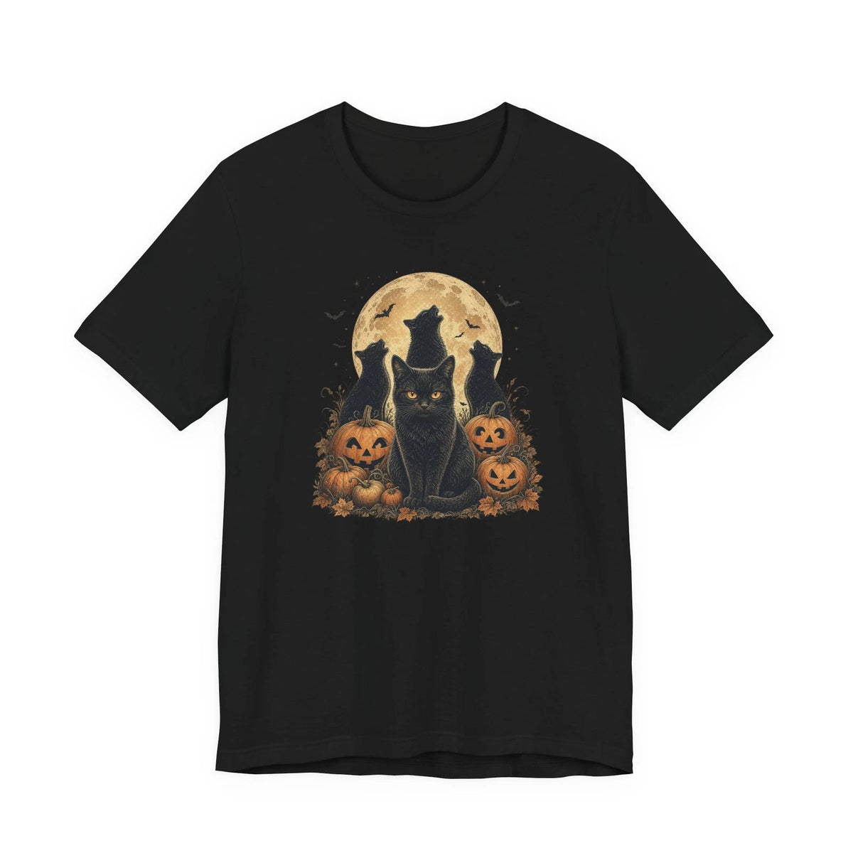 Black Cat Howling to the Moon T-Shirt, Cat Mom Gift, Retro Cat Shirt