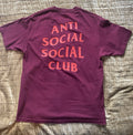 Anti Social Social Club ASSC Maroon Burgundy Logo T-Shirt Size Large