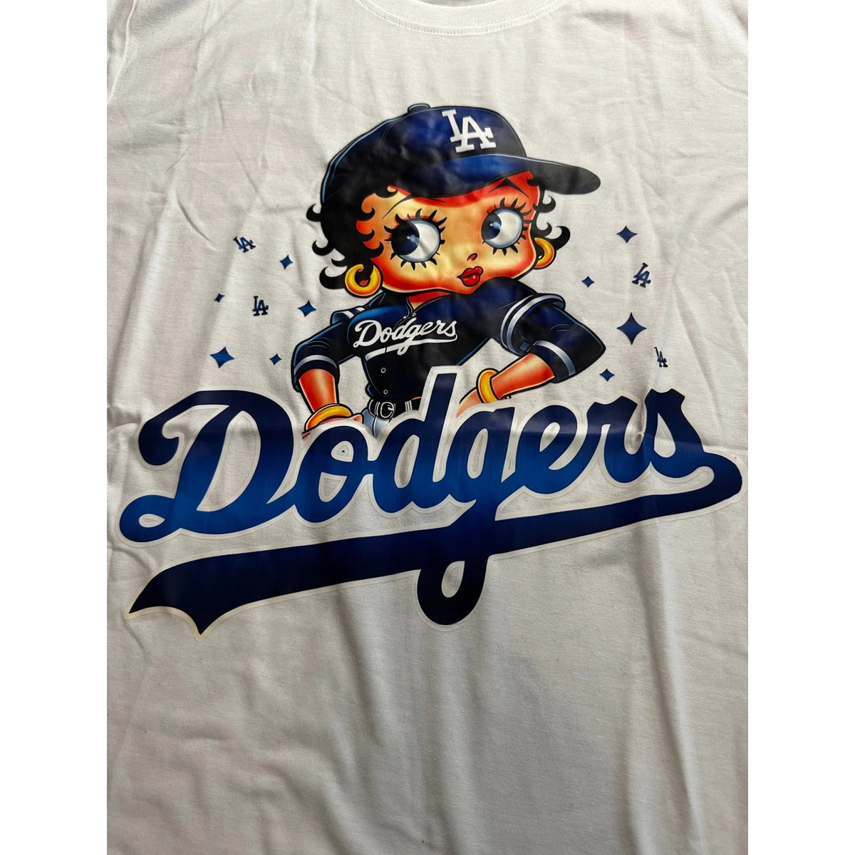 Los Angeles Dodgers Betty Boop Graphic T-Shirt White Large LA Baseball Tee