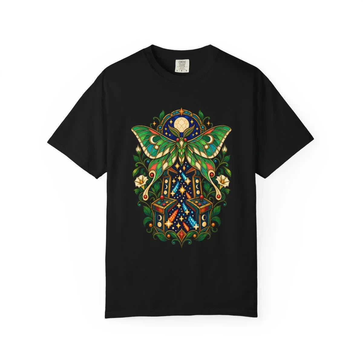 Moth After Midnight Arcade Creature T-Shirt Black Front Print
