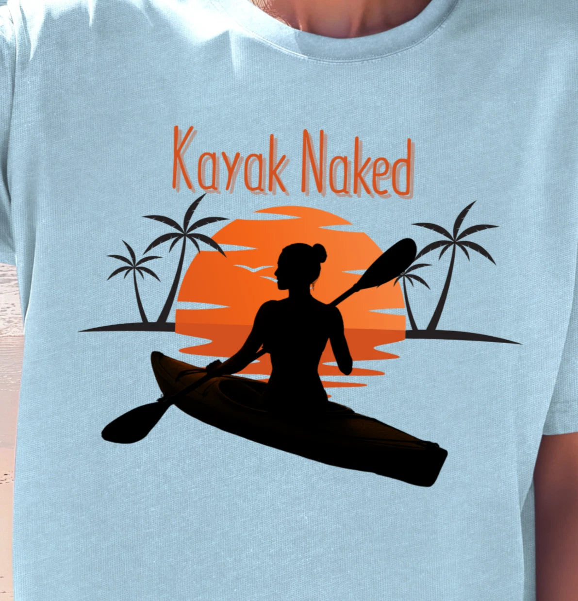 Kayak Naked silhouette sunset Kayak T-shirt | Beach Paddle Tee, Nudist Shirt