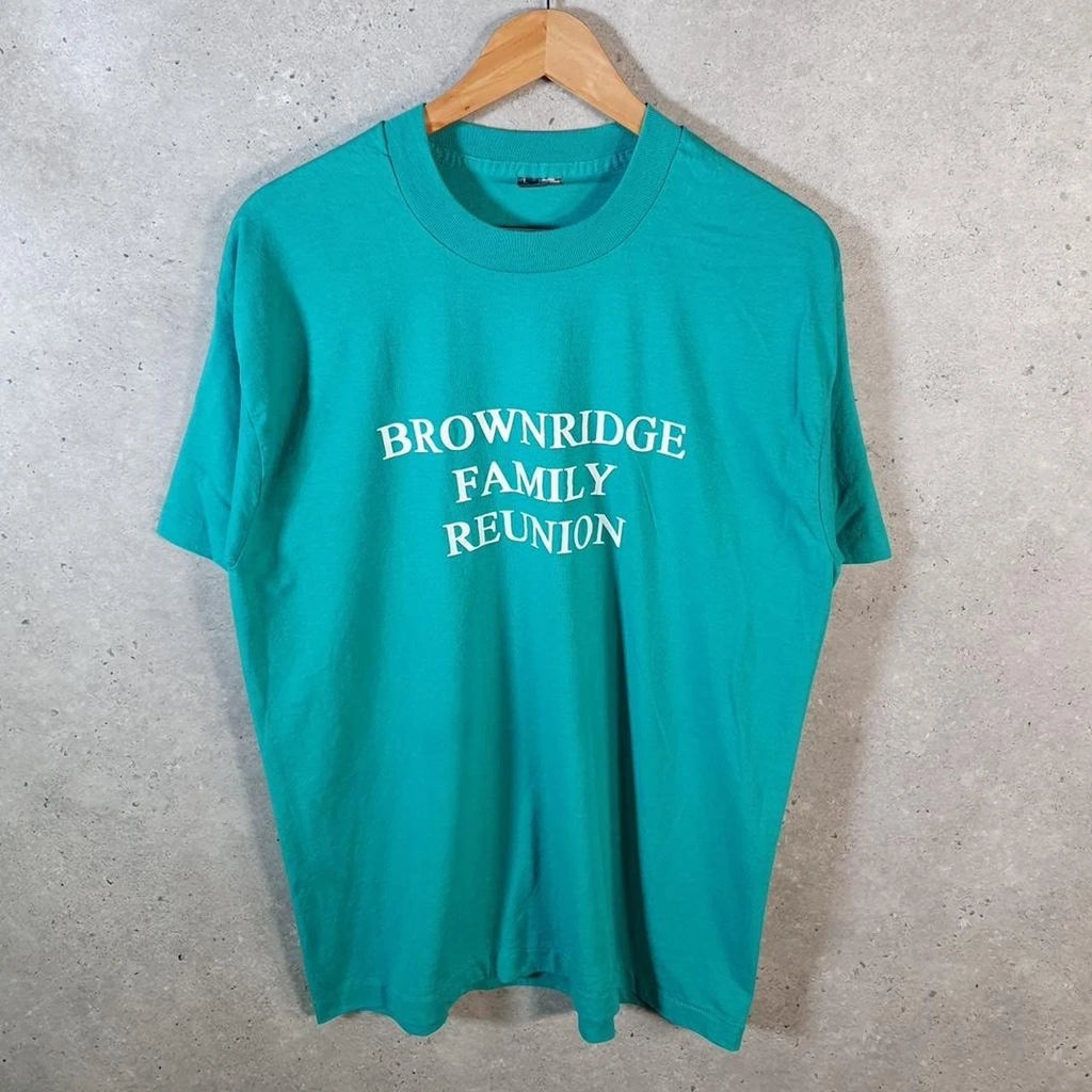 Vintage Fruit Of The Loom Brown ridge Family Reunion 90s T Shirt Mens Large Blue