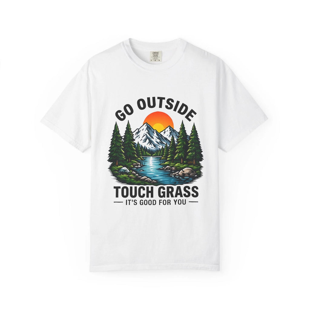 Go Outside Touch Grass Shirt, Funny Hiking Comfort Colors Tee, Nature Lover Gift