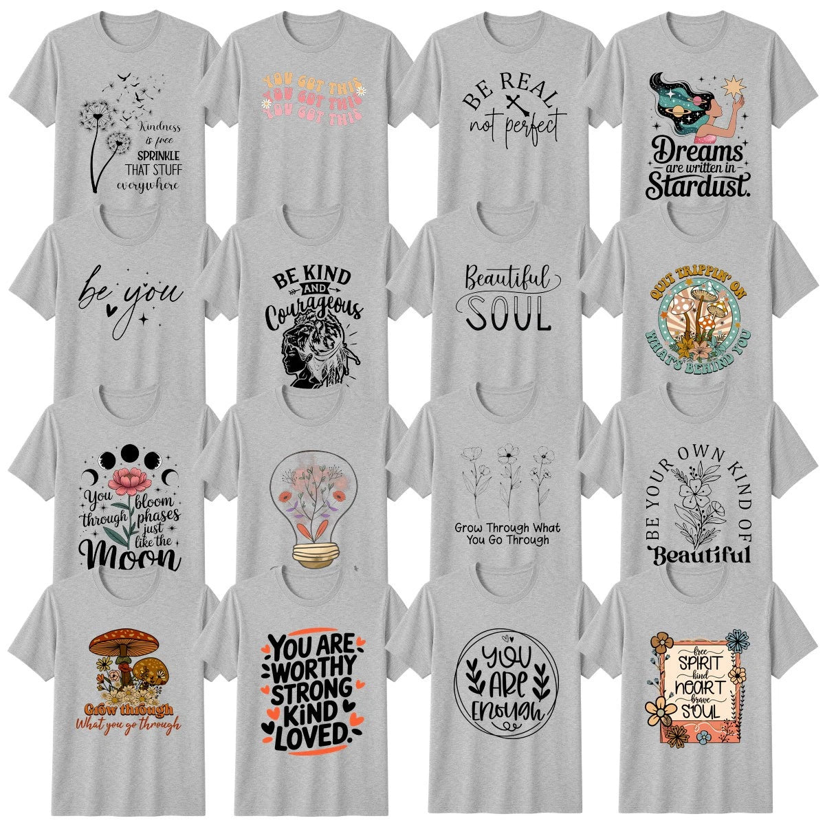 Inspirational Affirmation Floral T-Shirt Botanical Positive Vibes Gift