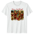 Merry And Bright Christmas Holidays Santa Snowman Mens T-Shirt Womens Tee