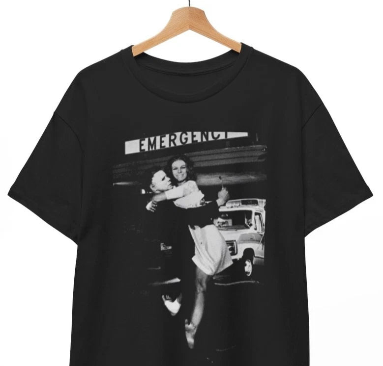 Michael Myers & Jamie Lee Curtis T-Shirt Halloween Behind The Scenes Unisex Tee