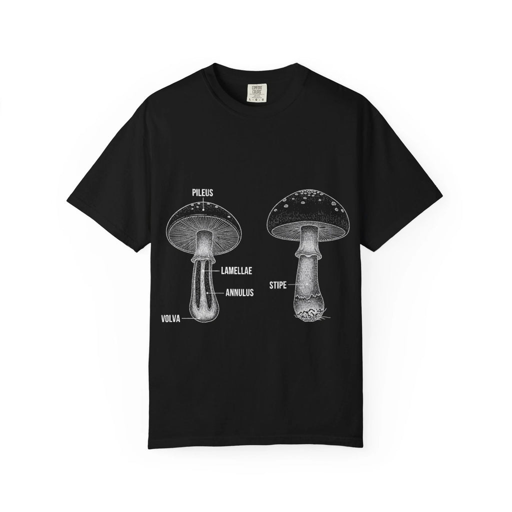 Vintage Mushroom Anatomy Chart T-Shirt Mycology Fungi Science Foraging Biologist