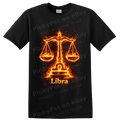 Libra Zodiac Fire Scales Astrology T Shirt Celestial Horoscope Sign Graphic Tee